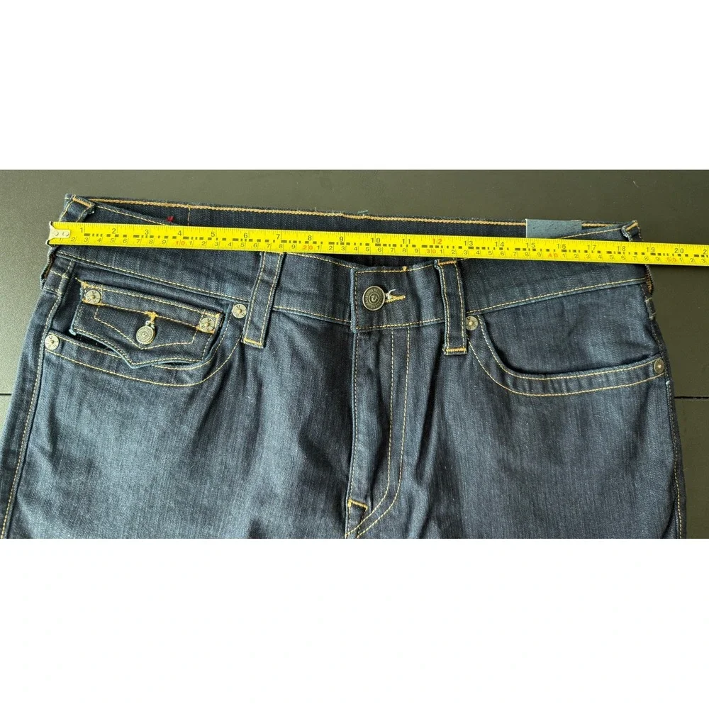 True Religion Ricky Relaxed Straight Jeans Mens 36x34 Dark Indigo Blue Denim NWT